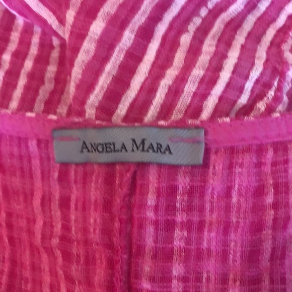 ANGELA MARA pink/white striped dress size large - Picture 7 of 9